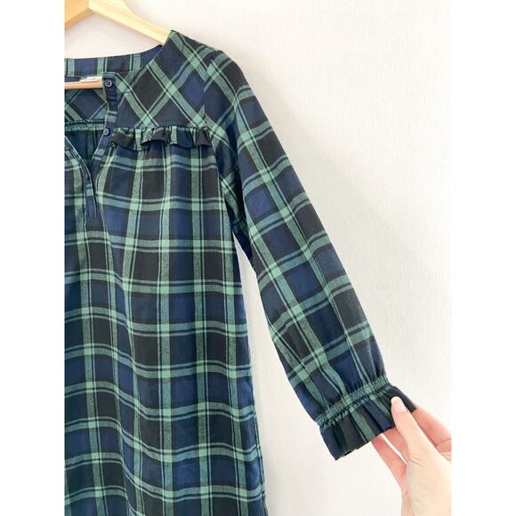 J. Crew Crewcuts Girls Green Flannel Nightgown Dress size Large 10-11 Tartan - Picture 5 of 7